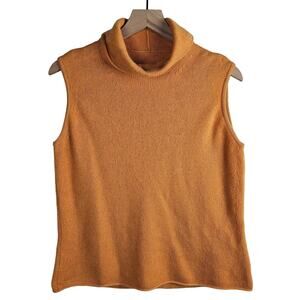 John Laing Cashmere Sleevelss Turtleneck Sweater‎ 42 US L Light Orange